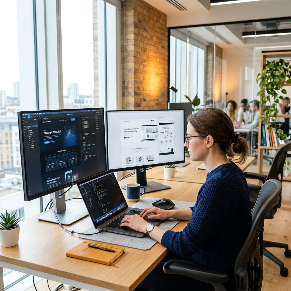Professional web designer at work